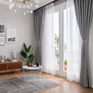 American style fabric curtains with chiffon
